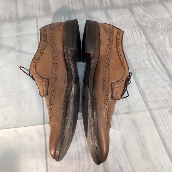 Allen Edmonds Larchmont Men’s 12B Brown Leather Wingtip Oxford Dress Shoes - Picture 6 of 9